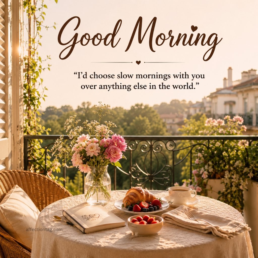 good morning balcony breakfast flowers