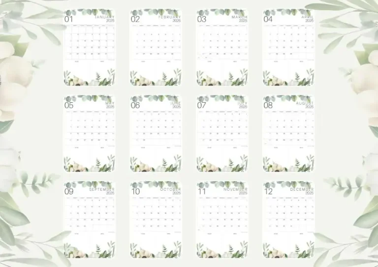 2025 eucalyptus Calendar