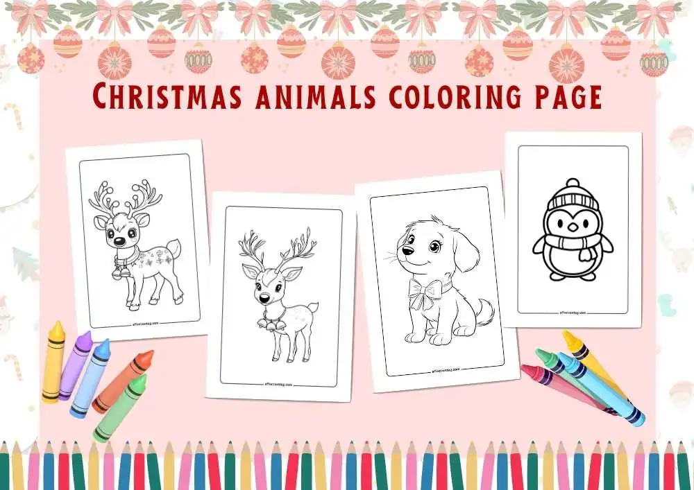 Free Printable Christmas Animal Coloring Pages – Bring Holiday Joy to Life 1 Christmas animals coloring page