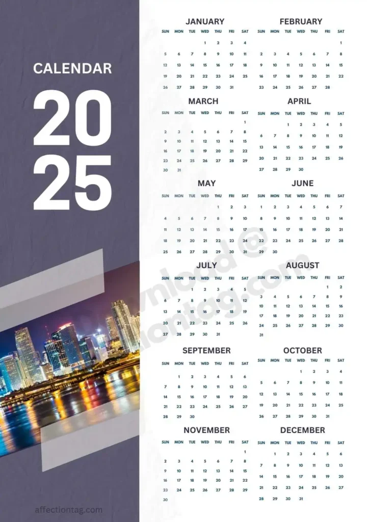 Cityscape Blue Calendar 2025