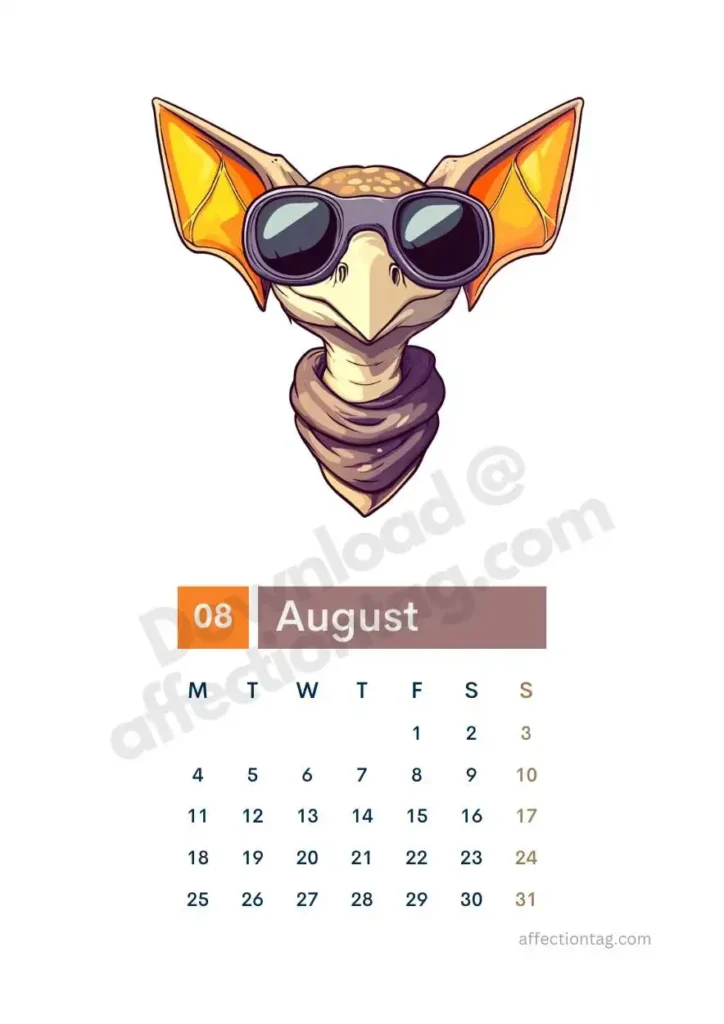 Free 2025 Dinosaur Calendar | Start Your Prehistoric Adventure 9 Free 2025 dinosaur calendar showcasing a dinosaur wearing sunglasses and a scarf. ©affectiontag.com
