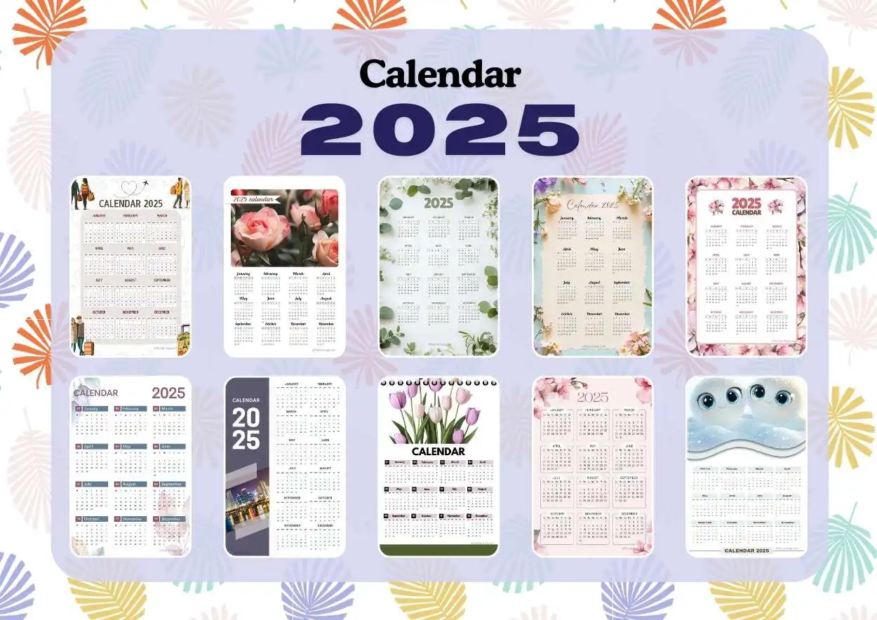 2025 Year at a Glance Calendar Free Printable Designs AffectionTag