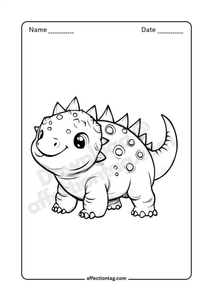 Cute Ankylosaurus Dinosaur Coloring Page