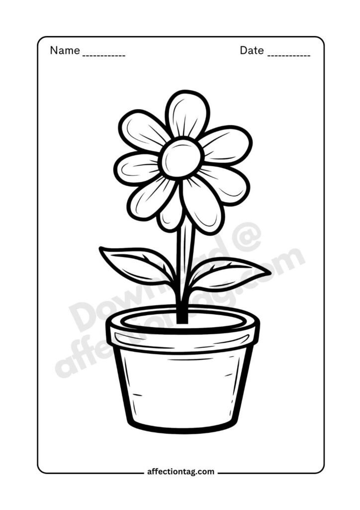 Simple flower drawing image in a pot, perfect for beginners ©affectiontag.com.