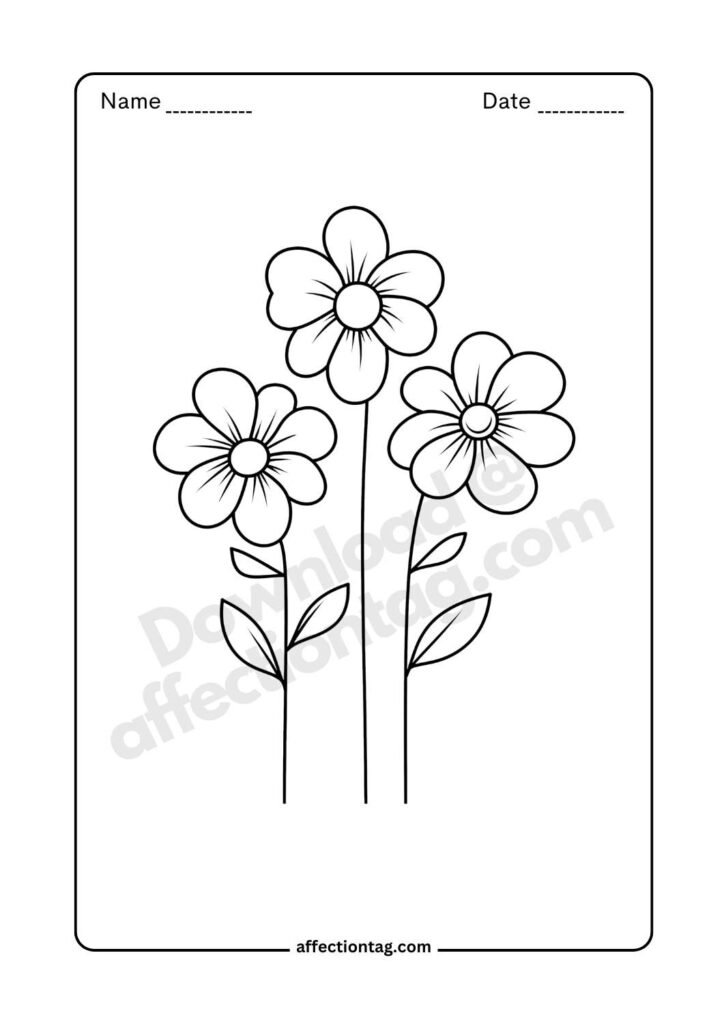 Decorative flower drawing image with intricate petal and stem designs ©affectiontag.com.