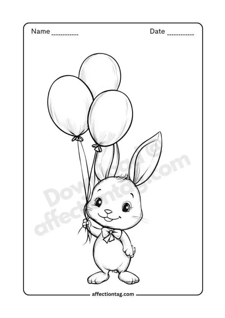 bunny holding balloons