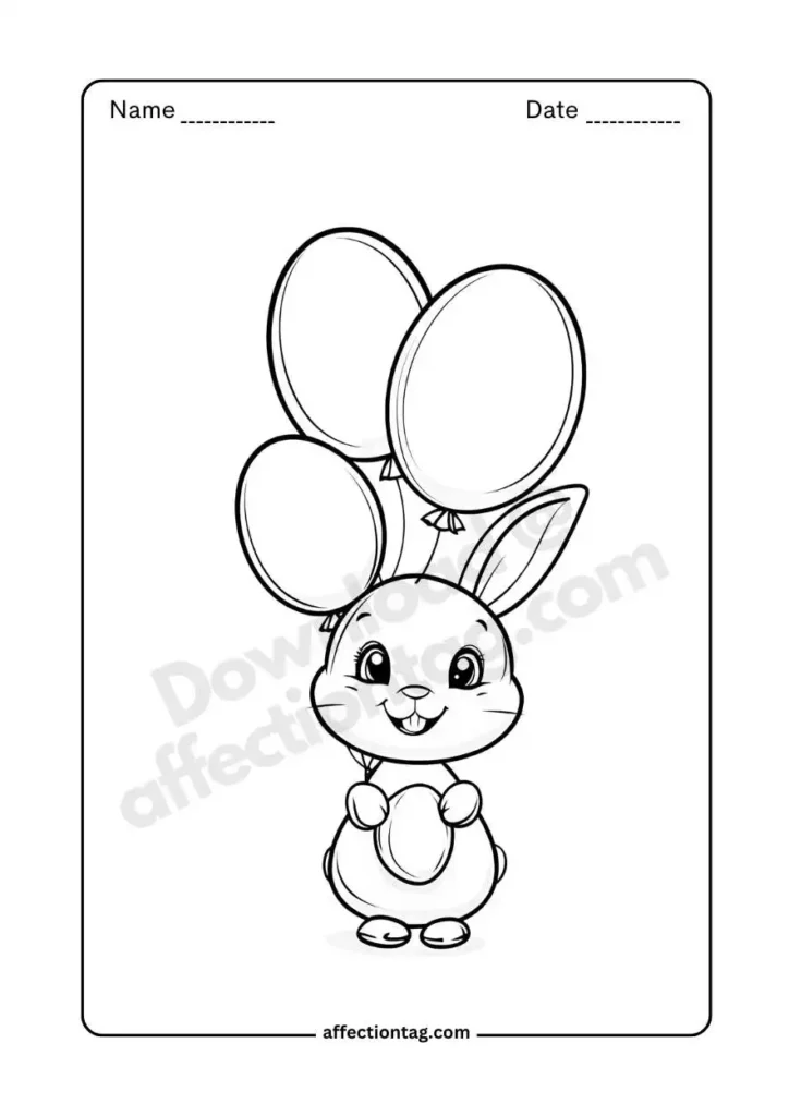 bunny with egg and balloons