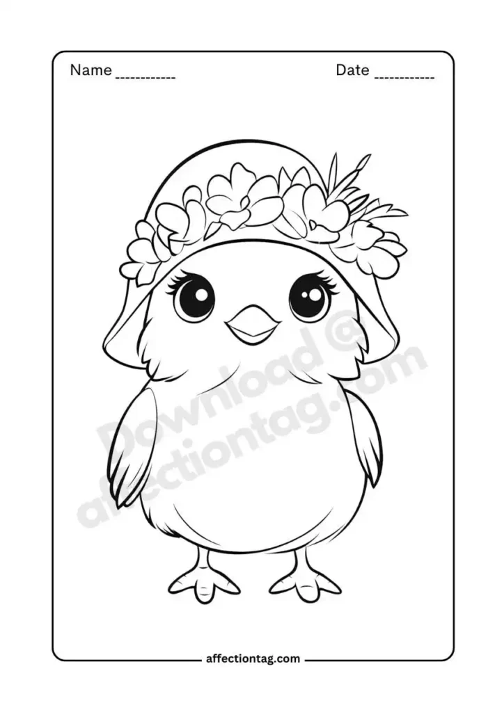 chick with flower hat