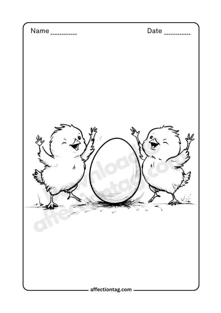 chicks dancing around egg