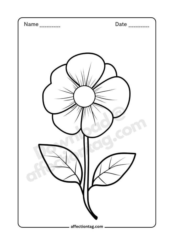 Flower drawing image featuring a highly detailed center with leaf patterns ©affectiontag.com.