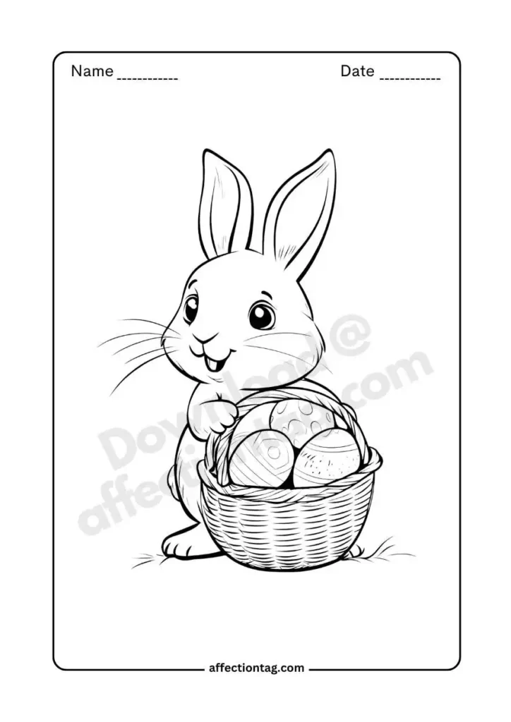 rabbit with basket and eggs