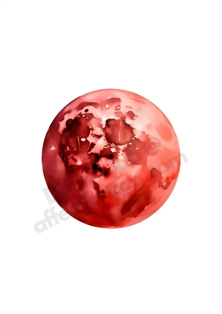 Astronaut and Planet Clipart – Free Space-Themed Watercolor Printables 2 Mars-like watercolor planet with a deep red appearance and artistic texture. Astronaut and planets ©affectiontag.com