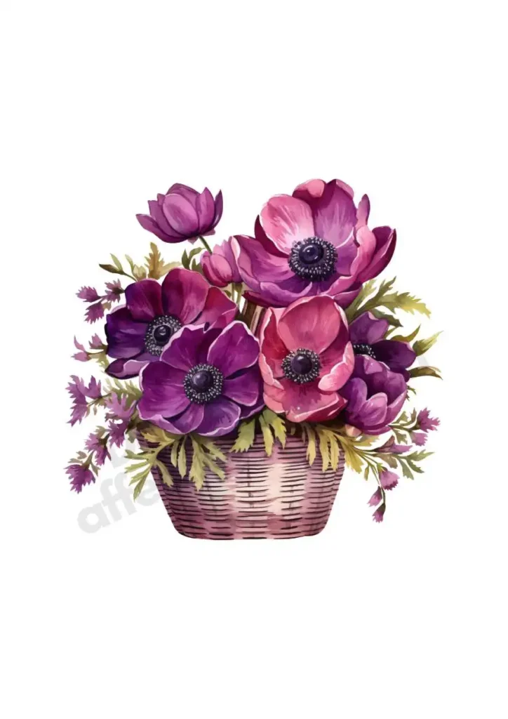 Free Anemone Flowers Cliparts – Watercolor Floral PNGs for Printables & DesignAnemone flower cliparts 21 Anemone Basket Arrangement