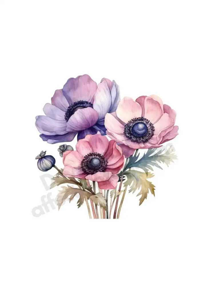 Free Anemone Flowers Cliparts – Watercolor Floral PNGs for Printables & DesignAnemone flower cliparts 18 Anemone Floral Harmony