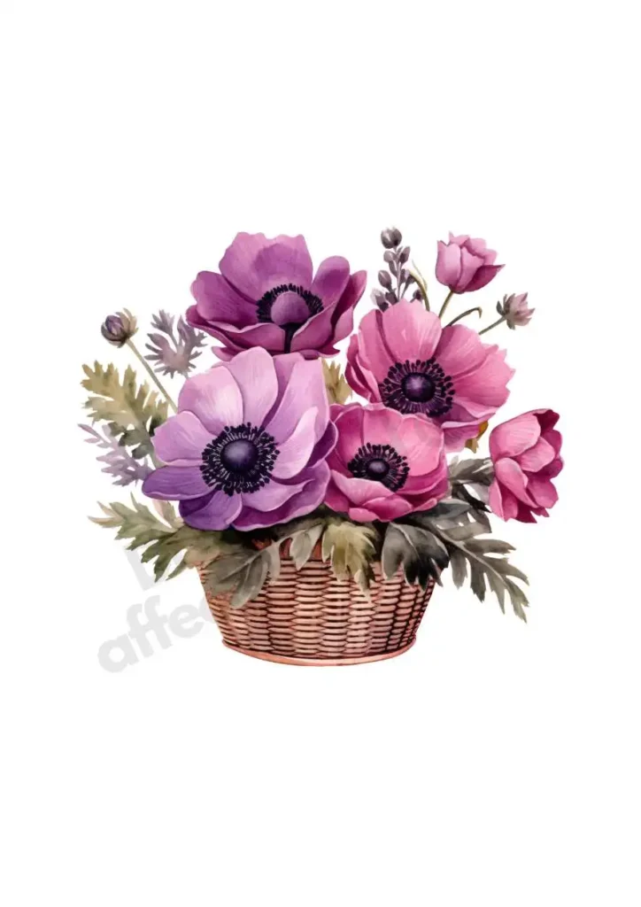 Free Anemone Flowers Cliparts – Watercolor Floral PNGs for Printables & DesignAnemone flower cliparts 16 Anemone Flower Basket