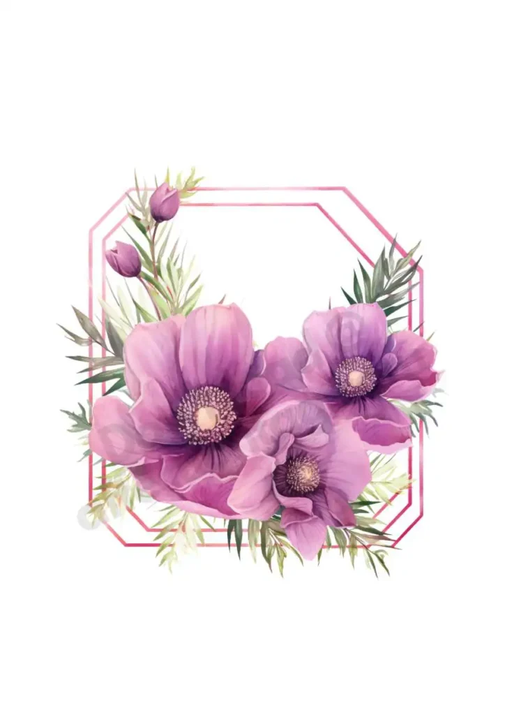 Free Anemone Flowers Cliparts – Watercolor Floral PNGs for Printables & DesignAnemone flower cliparts 14 Anemone Geometric Frame