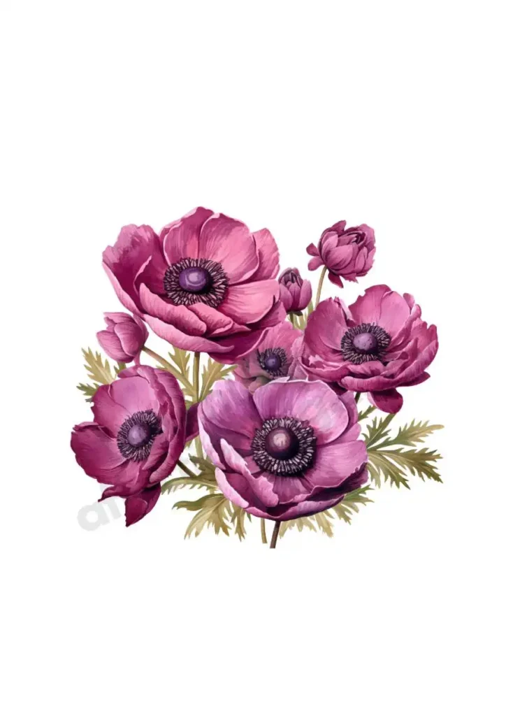 Free Anemone Flowers Cliparts – Watercolor Floral PNGs for Printables & DesignAnemone flower cliparts 12 Anemone Lush Purple Cluster