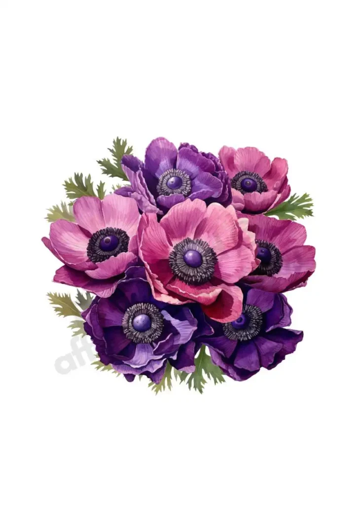 Free Anemone Flowers Cliparts – Watercolor Floral PNGs for Printables & DesignAnemone flower cliparts 11 Anemone Mixed Color Bunch