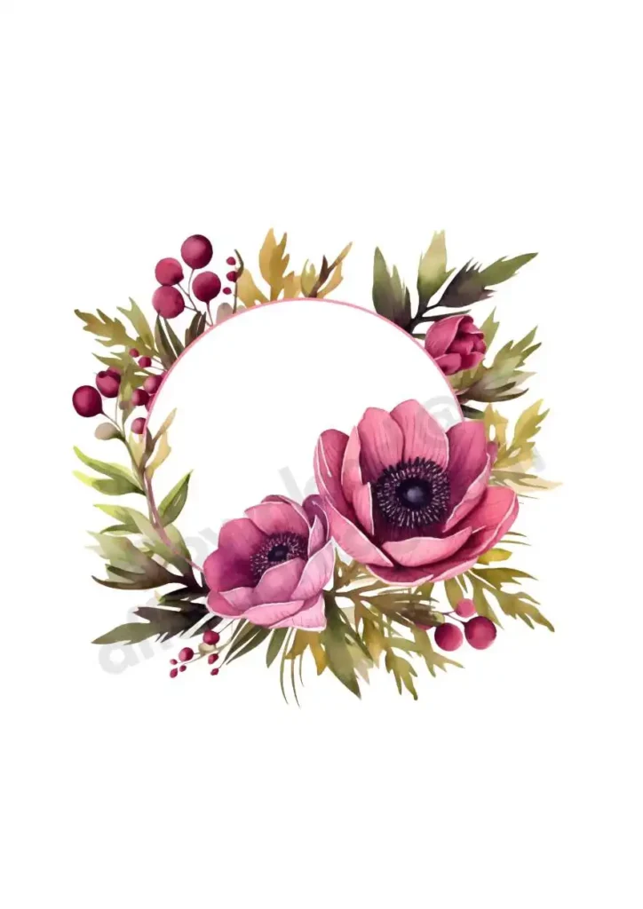 Free Anemone Flowers Cliparts – Watercolor Floral PNGs for Printables & DesignAnemone flower cliparts 6 Anemone Round Frame