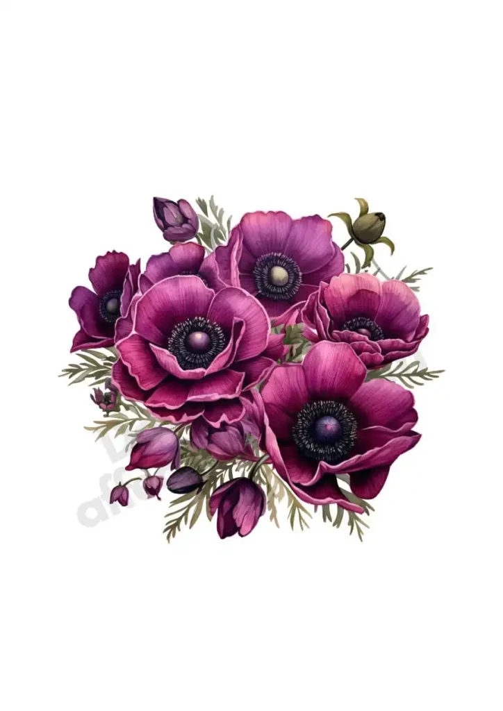 Free Anemone Flowers Cliparts – Watercolor Floral PNGs for Printables & DesignAnemone flower cliparts 4 Anemone Vibrant Bouquet