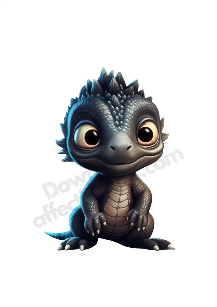 Baby Dinosaurs Clipart – Free PNG Downloads for Cards, Crafts, & Classroom Fun 15 Free 3D Dinosaur Clipart's featuring a fierce-looking black dinosaur with spiky scales and glowing brown eyes. ©affectiontag.com