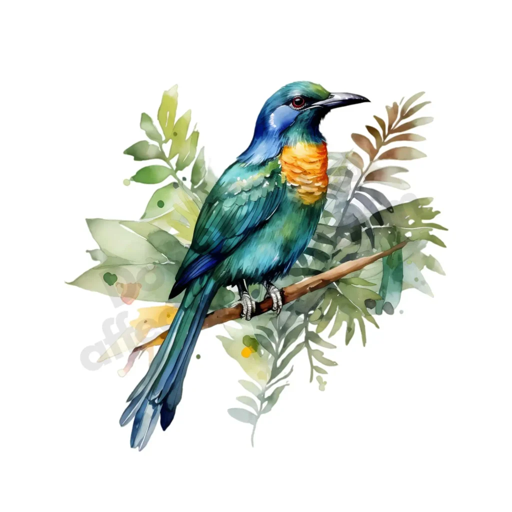 Birds Clipart: Free High-Quality Images for Download 20 Free Birds clipart of a beautiful blue and golden warbler perched on a leafy branch, detailed with watercolor effects. ©affectiontag.com
