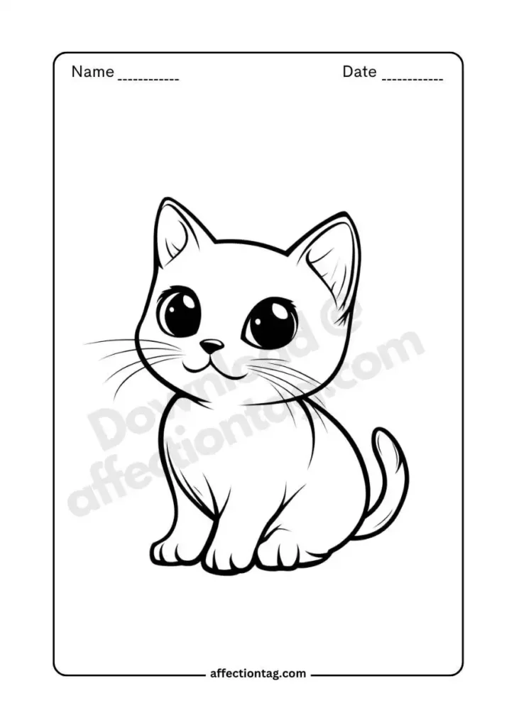 A small, adorable kitten looking upwards, great for free coloring pages of cat. ©affectiontag.com