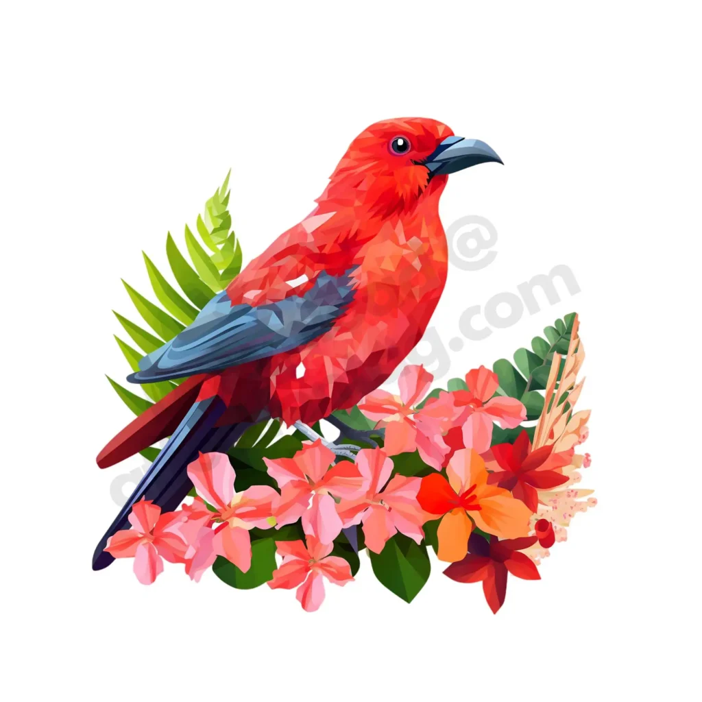 Birds Clipart: Free High-Quality Images for Download 17 Free Birds clipart of a striking crimson flamebird with deep red feathers, highlighted with a floral background. ©affectiontag.com