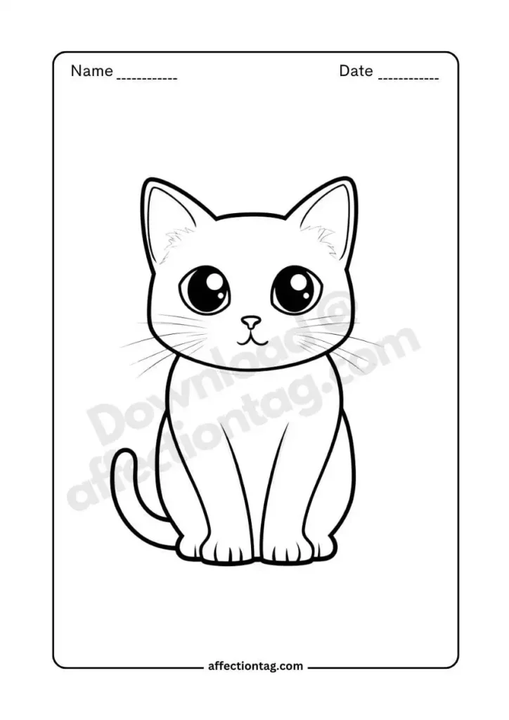  A kitten sitting neatly with an innocent face, perfect for free coloring pages of cat. ©affectiontag.com