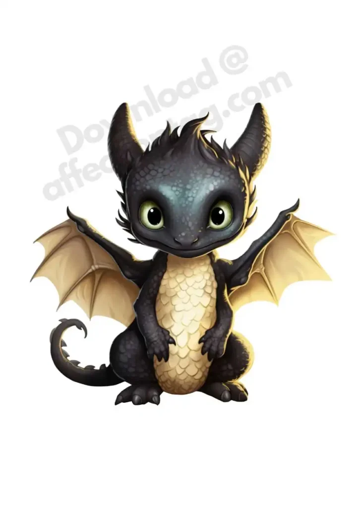 Free Dragon Cliparts – Free Printable Fantasy-Themed Dragons for KidsFree Dragon Clipart's 11 A fierce free dragon clipart featuring a dark-scaled dragon with golden wings, ready to spread its magic in any creative project. ©affectiontag.com