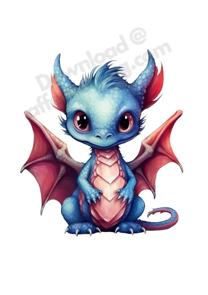 Free Dragon Cliparts – Free Printable Fantasy-Themed Dragons for KidsFree Dragon Clipart's 21 A powerful free dragon clipart showcasing a blue dragon with red-tipped wings and fiery horns, exuding an aura of strength and mystery. ©affectiontag.com