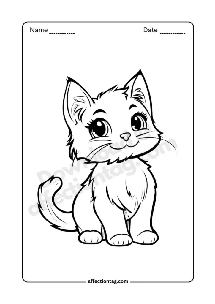  A kitten with a round face and small ears, ideal for free coloring pages of cat. ©affectiontag.com