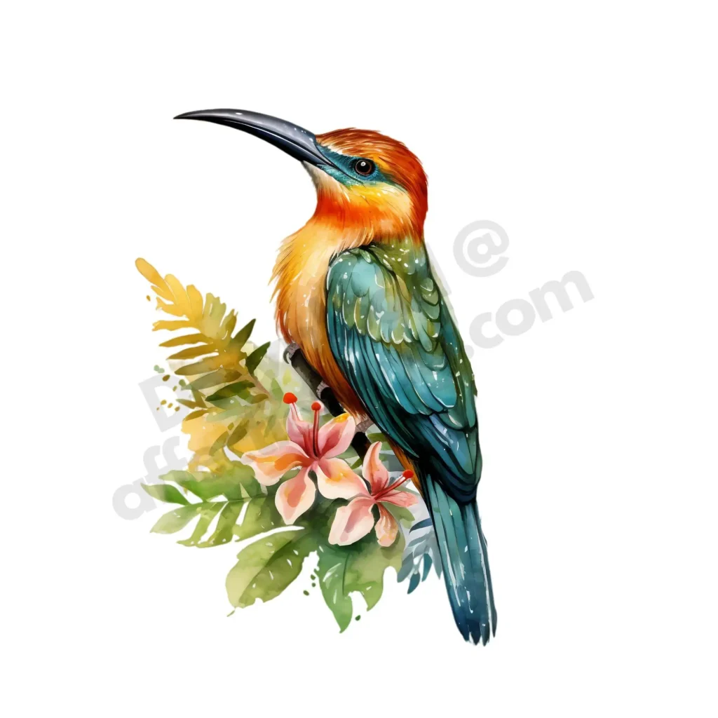 Birds Clipart: Free High-Quality Images for Download 14 Free Birds clipart showcasing a golden-green exotic bird in a floral jungle setting, bringing vibrant elegance. ©affectiontag.com