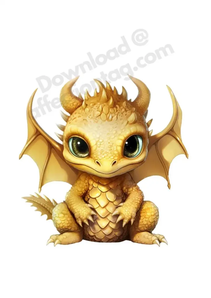 Free Dragon Cliparts – Free Printable Fantasy-Themed Dragons for KidsFree Dragon Clipart's 20 A majestic free dragon clipart depicting a golden dragon with bright, shimmering scales, symbolizing power and wisdom. ©affectiontag.com