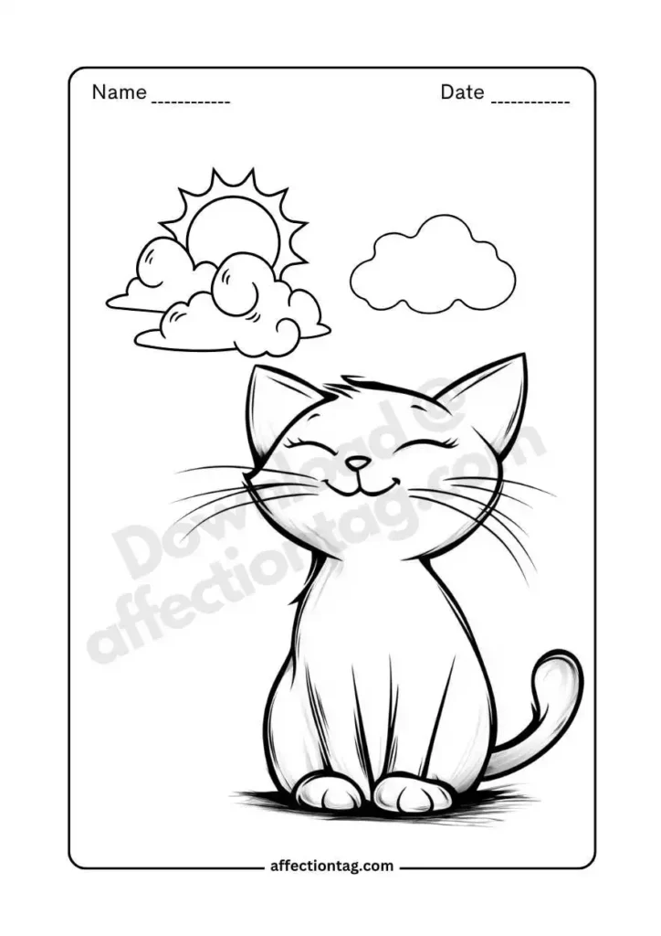 A baby cat with detailed fur, looking adorable for free coloring pages of cat. ©affectiontag.com