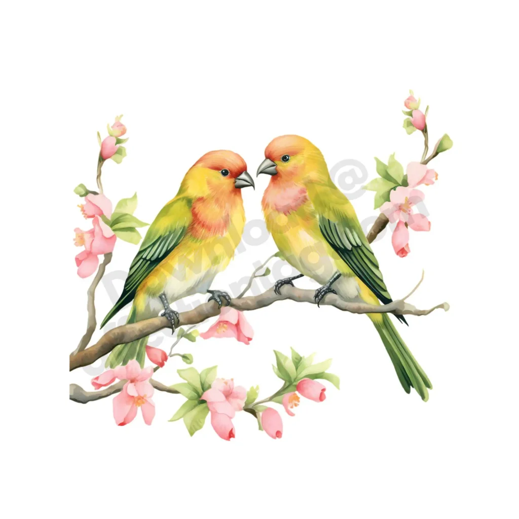 Birds Clipart: Free High-Quality Images for Download 12 Free Birds clipart of a romantic pair of lovebirds sitting on a flowering cherry blossom branch, perfect for nature lovers. ©affectiontag.com