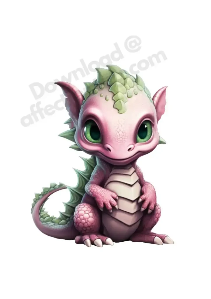 Free Dragon Cliparts – Free Printable Fantasy-Themed Dragons for KidsFree Dragon Clipart's 3 A pastel pink dragon with green spiky scales, radiating cuteness and charm. Free Dragon Clipart's ©affectiontag.com