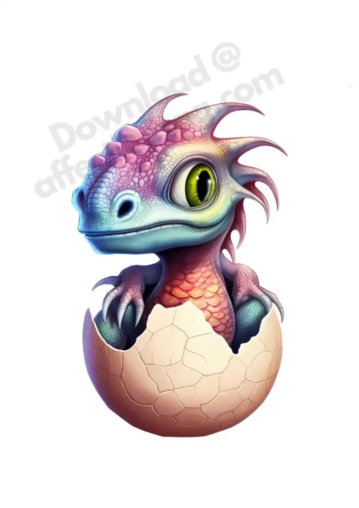 Free Dragon Cliparts – Free Printable Fantasy-Themed Dragons for KidsFree Dragon Clipart's 2 A pink baby dragon emerging from a cracked eggshell, ready for new adventures. Free Dragon Clipart's ©affectiontag.com