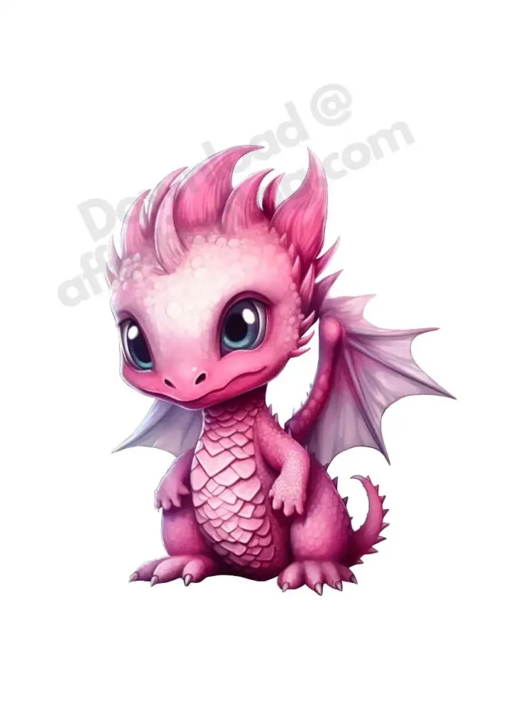 Free Dragon Cliparts – Free Printable Fantasy-Themed Dragons for KidsFree Dragon Clipart's 9 - A pink dragon with delicate, fairy-like wings, looking graceful and magical. Free Dragon Clipart's ©affectiontag.com