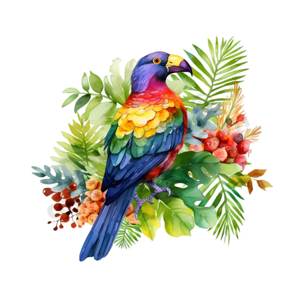 Birds Clipart: Free High-Quality Images for Download 10 Stunning blue and golden warbler sitting on a leafy branch in watercolor style. Free birds clipart. ©affectiontag.com