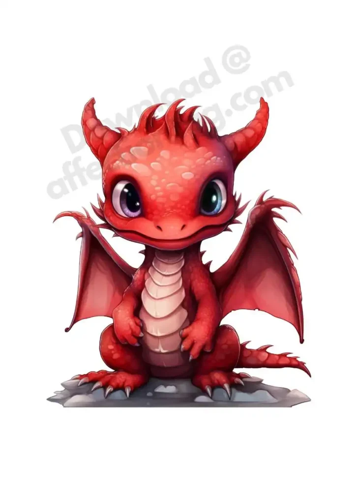 Free Dragon Cliparts – Free Printable Fantasy-Themed Dragons for KidsFree Dragon Clipart's 6 A red dragon with large wings, standing proudly on a rocky surface, ready for battle. Free Dragon Clipart's ©affectiontag.com