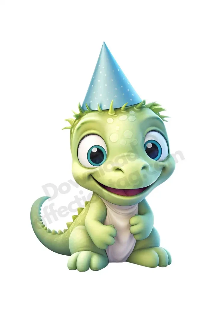 Baby Dinosaurs Clipart – Free PNG Downloads for Cards, Crafts, & Classroom Fun 10 A cheerful green dinosaur with a blue party hat, perfect for kids' designs. Free 3D Dinosaur Clipart's ©affectiontag.com