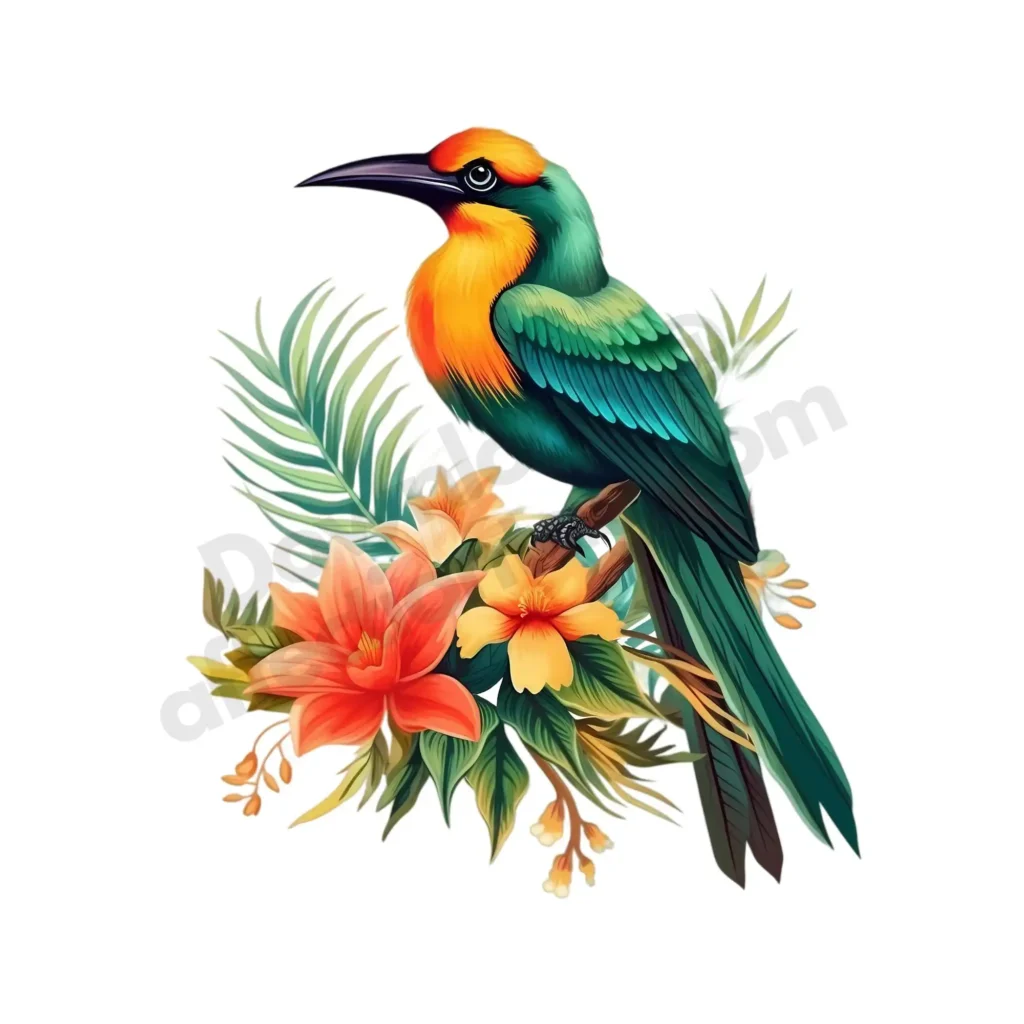 Birds Clipart: Free High-Quality Images for Download 7 A polygonal-style red flamebird surrounded by lush pink flowers and leaves. Free birds clipart. ©affectiontag.com