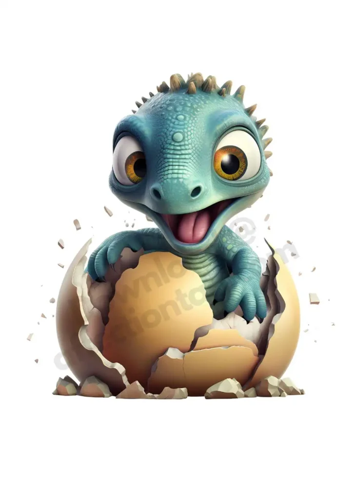 Baby Dinosaurs Clipart – Free PNG Downloads for Cards, Crafts, & Classroom Fun 13 Free 3D Dinosaur Clipart's of a newly hatched blue dinosaur breaking out of a golden eggshell, looking excited and playful. ©affectiontag.com