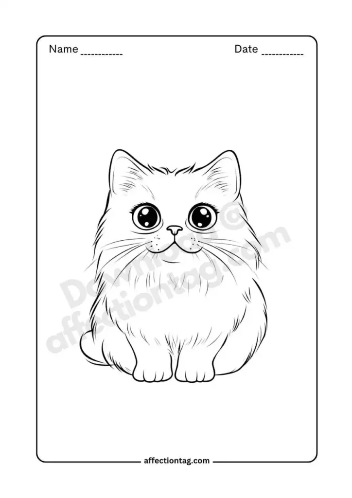  A kitten with soft, tiny paws sitting comfortably, perfect for free coloring pages of cat. ©affectiontag.com