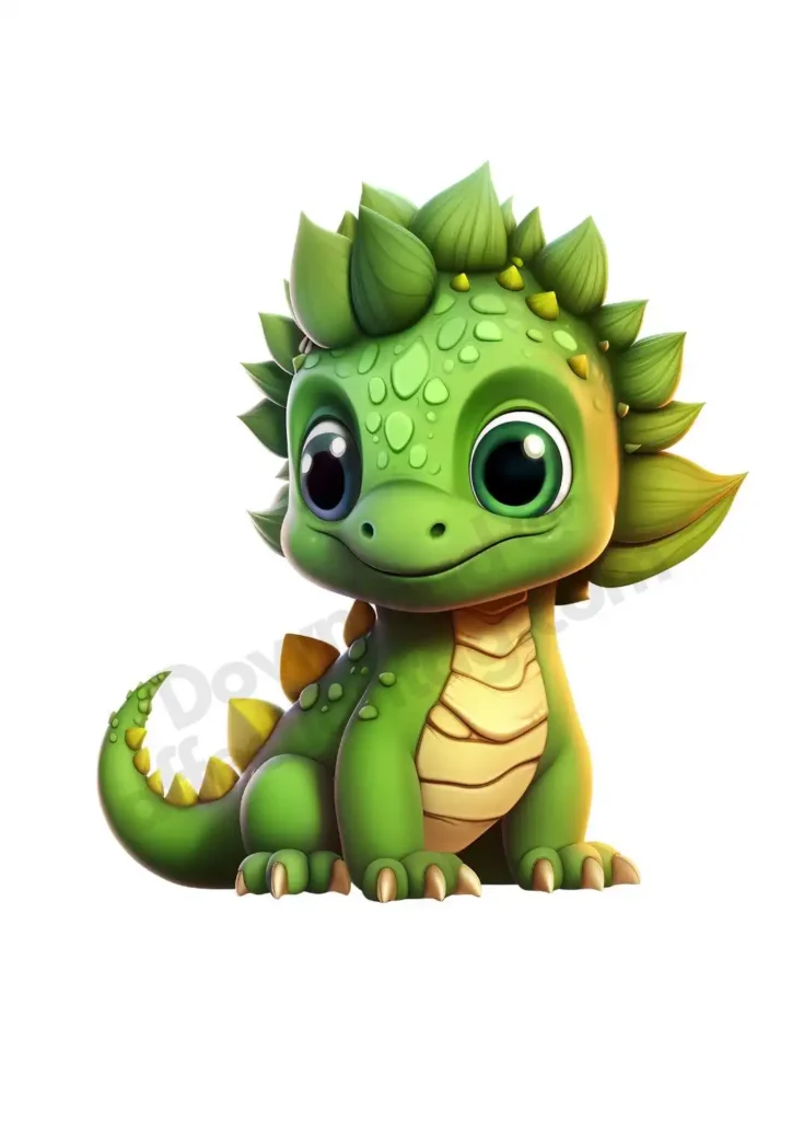 Baby Dinosaurs Clipart – Free PNG Downloads for Cards, Crafts, & Classroom Fun 18 Free 3D Dinosaur Clipart's of a green dinosaur with a leafy mane and bright eyes, looking charming and friendly. ©affectiontag.com