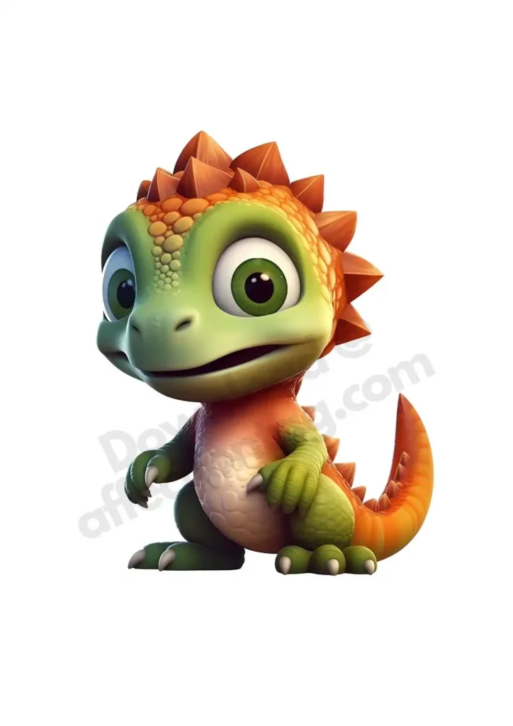 Baby Dinosaurs Clipart – Free PNG Downloads for Cards, Crafts, & Classroom Fun 17 Free 3D Dinosaur Clipart's of a green and orange dinosaur with an adorable spiky back and large, expressive eyes. ©affectiontag.com