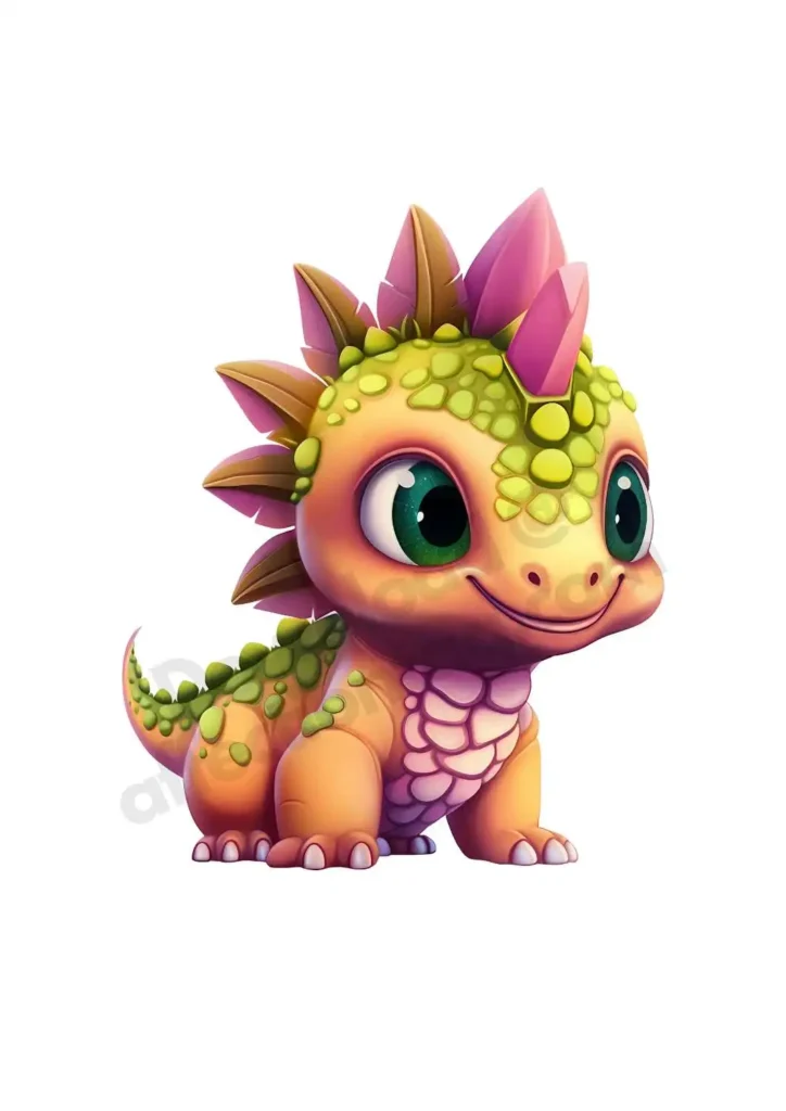Baby Dinosaurs Clipart – Free PNG Downloads for Cards, Crafts, & Classroom Fun 5 A fun orange and green spiky dinosaur with a happy expression. Free 3D Dinosaur Clipart's ©affectiontag.com