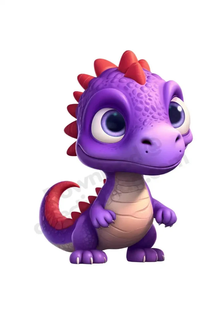 Baby Dinosaurs Clipart – Free PNG Downloads for Cards, Crafts, & Classroom Fun 3 A bright purple dinosaur with red spikes, looking curious. Free 3D Dinosaur Clipart's ©affectiontag.com