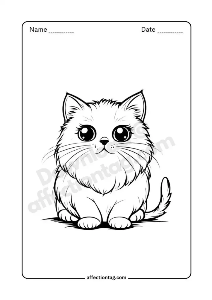 A small kitten with large, round eyes looking adorable, great for free coloring pages of cat. ©affectiontag.com